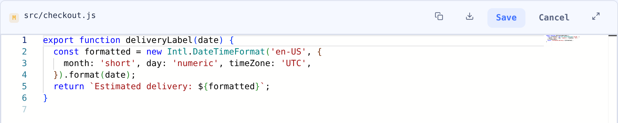 Quick Edit showing the Harbor Books delivery-label source with Save and Cancel controls