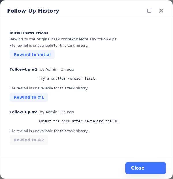 Rewind picker in follow-up history